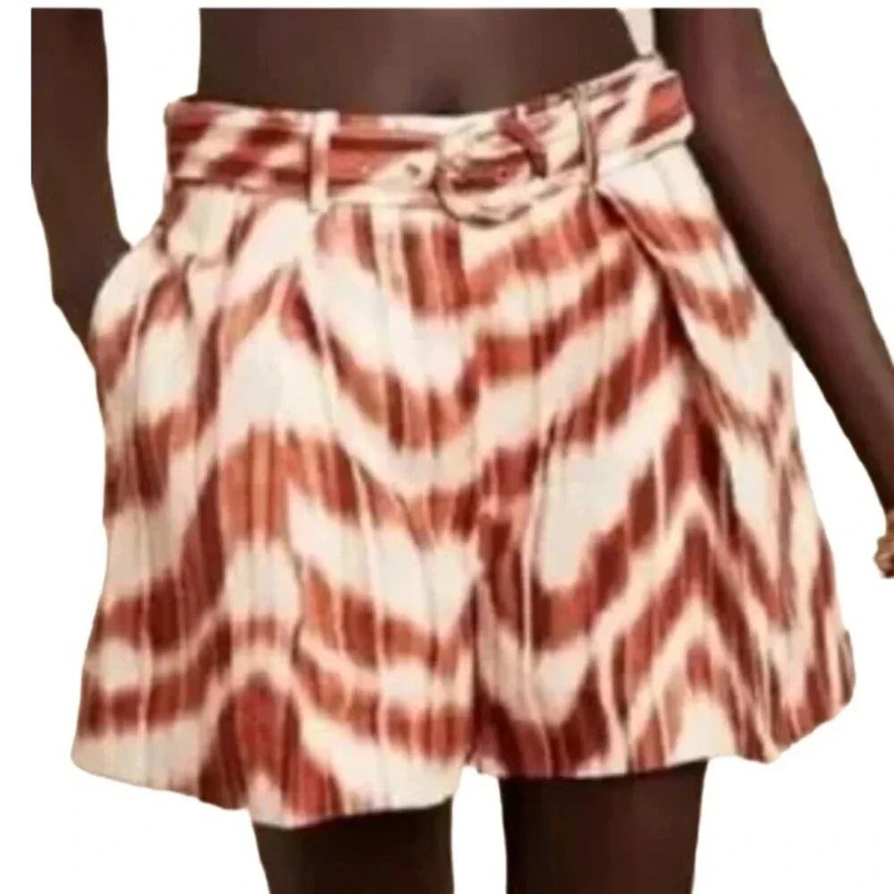 Banana Republic Meridian "Warm Zebra" Linen Shorts Size 4 & Linen Top Size S - Picture 5 of 11